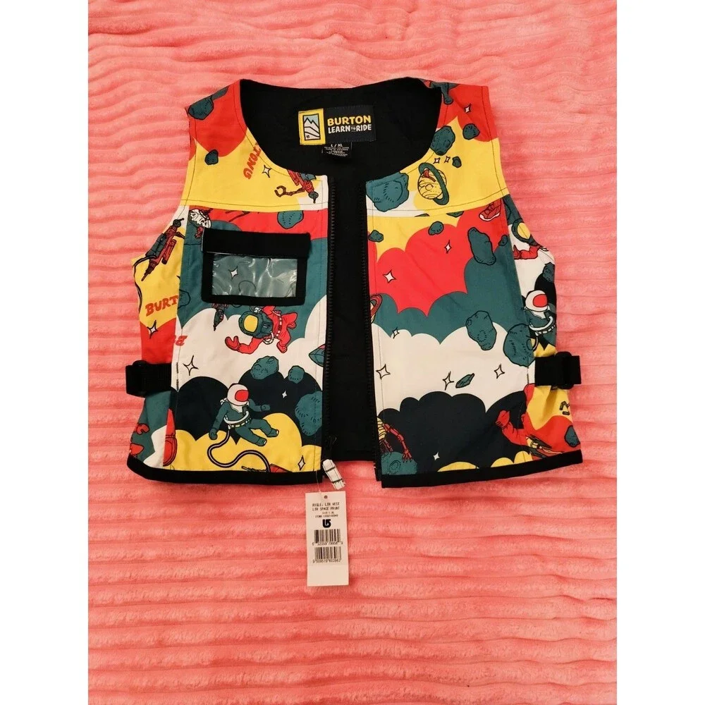 NWT Burton Riglet LTR Space Print Ski Vest Multicolor L/XL Kids Adjustable Strap